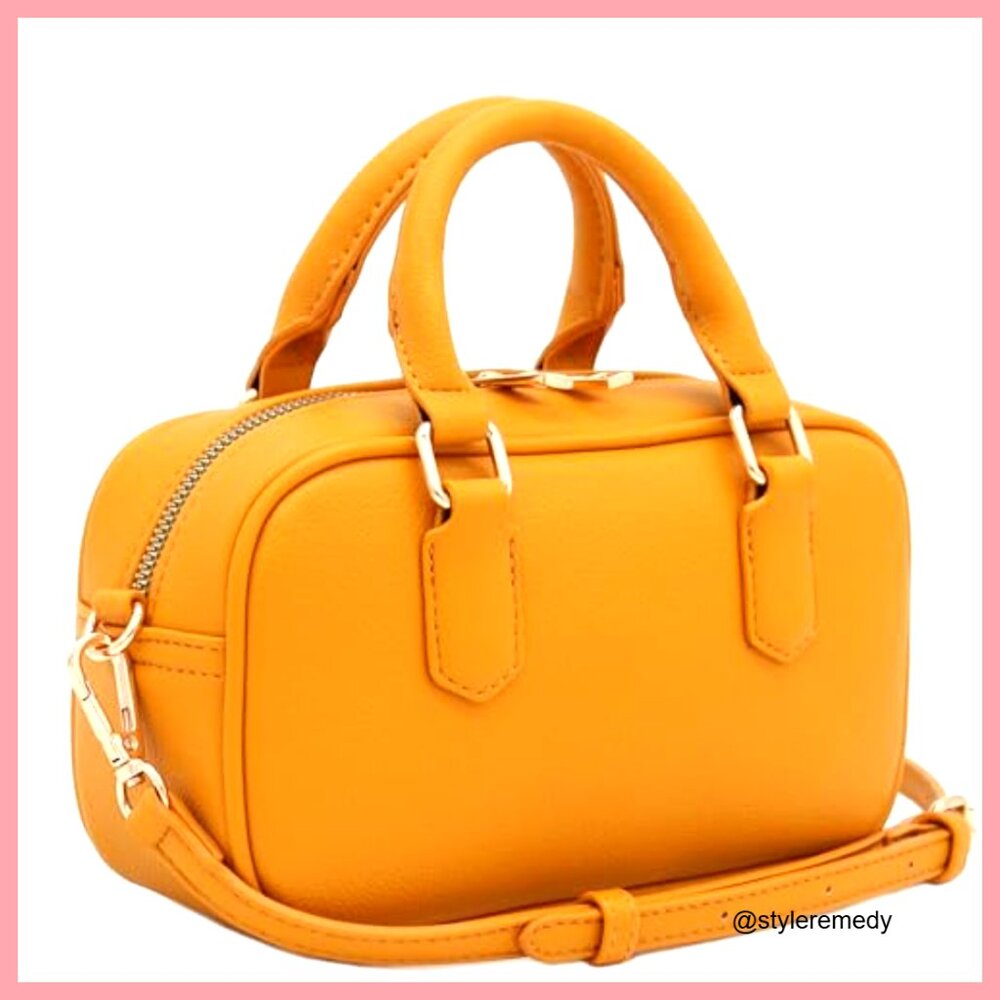 Mini PU Leather Satchel Purse Top Handle Crossbody Bag - Picture 4 of 7